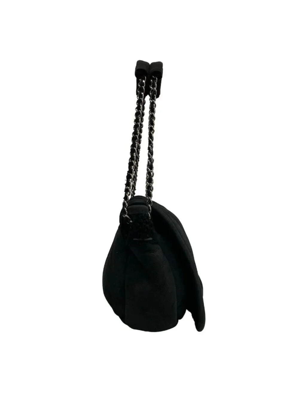 Chanel Shoulder Bag 2.55 Quilted Black Chain Silver Shearling